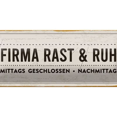 Targa in metallo con scritta "Rast & Ruh Afternoon" 27x10 cm per decorazione