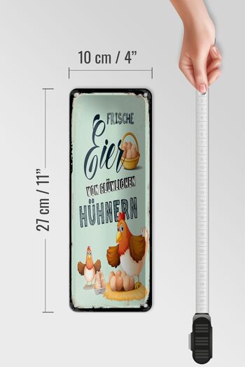 Panneau en tôle 10x27 cm, décoration d'œufs frais de poules heureuses 4