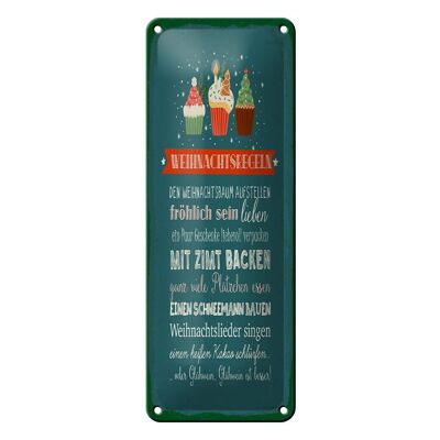 Cartel de chapa con texto "Reglas navideñas decoración" 10x27 cm