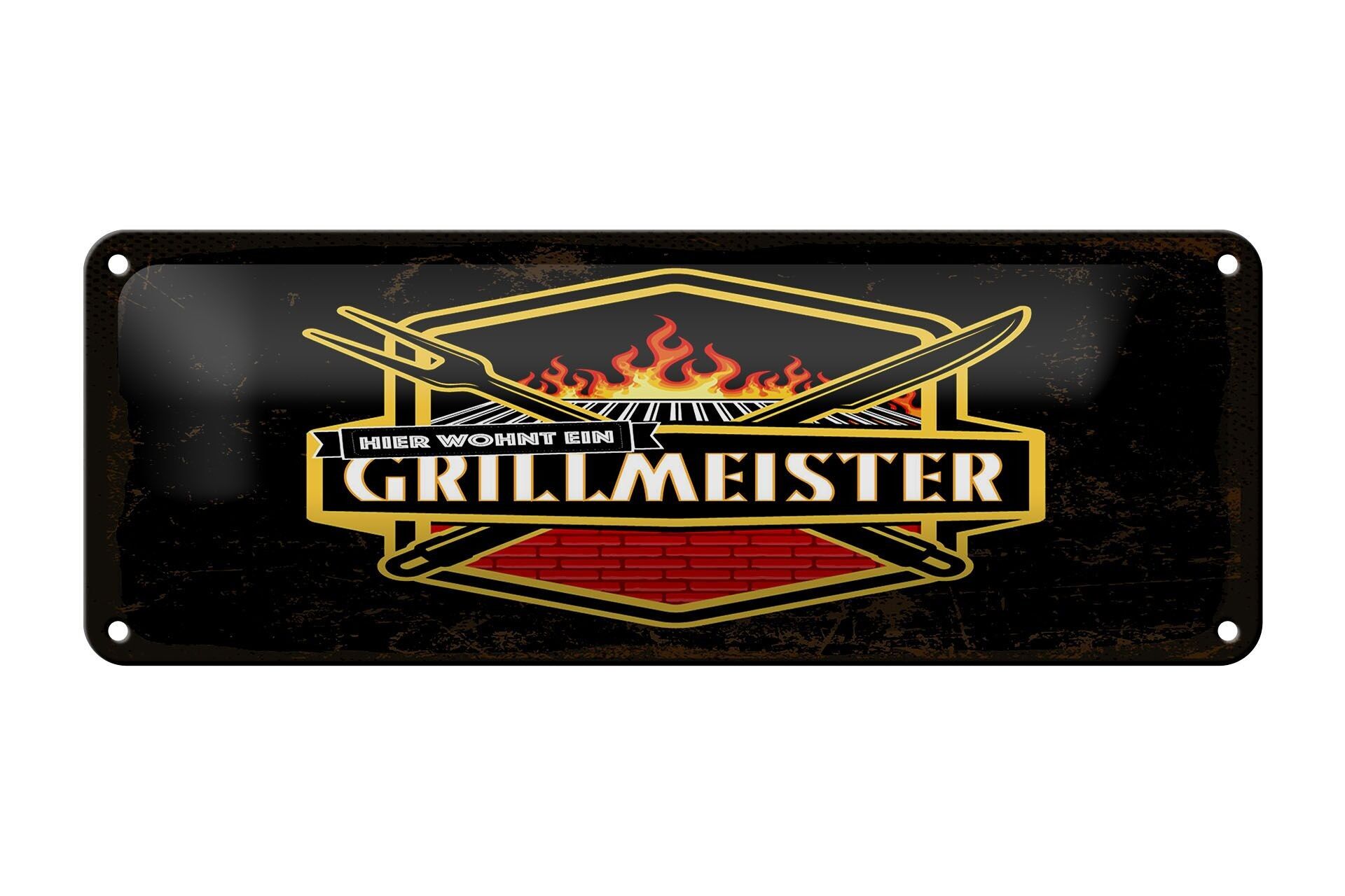 Tin sign saying 27x10 cm Here lives a grill master decoration