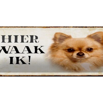 Blechschild Spruch 27x10 cm holländisch Hier Waak ik Chihuahua Dekoration