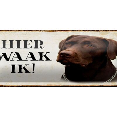 Blechschild Spruch 27x10 cm holländisch Hier Waak ik brauner Labrador