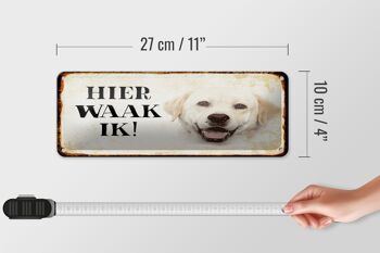 Plaque en tôle disant 27x10 cm Dutch Here Waak ik décoration Labrador beige 4