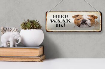 Plaque en tôle avec inscription « Dutch Here Waak ik Bulldog » 27 x 10 cm. 3