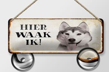Plaque en étain avec inscription « Dutch Here Waak ik » Husky de Sibérie, 27x10 cm, décoration 2