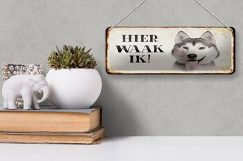 Plaque en étain avec inscription « Dutch Here Waak ik » Husky de Sibérie, 27x10 cm, décoration 3