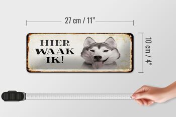 Plaque en étain avec inscription « Dutch Here Waak ik » Husky de Sibérie, 27x10 cm, décoration 4