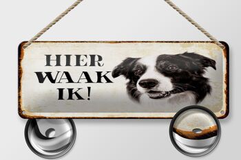 Plaque en tôle disant 27x10 cm Dutch Here Waak ik Border Collie décoration 2