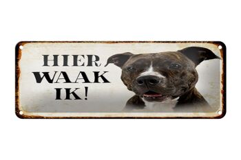 Panneau en étain avec inscription « Dutch Here Waak ik Pitbull Terrier », 27x10 cm, décoration 1