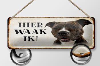 Panneau en étain avec inscription « Dutch Here Waak ik Pitbull Terrier », 27x10 cm, décoration 2