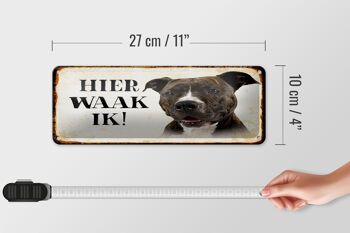 Panneau en étain avec inscription « Dutch Here Waak ik Pitbull Terrier », 27x10 cm, décoration 4