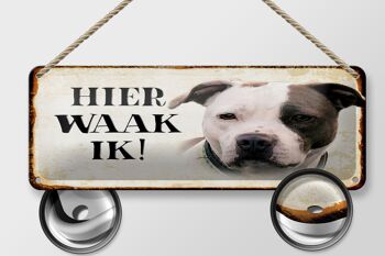 Plaque en tôle avec inscription « Dutch Here Waak ik American Pitbull Terrier » 27 x 10 cm 2