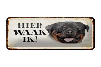 Plaque en tôle avec inscription « Dutch Here Waak ik Rottweiler » 27 x 10 cm. 1