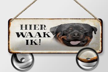 Plaque en tôle avec inscription « Dutch Here Waak ik Rottweiler » 27 x 10 cm. 2