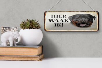 Plaque en tôle avec inscription « Dutch Here Waak ik Rottweiler » 27 x 10 cm. 3