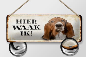 Panneau en étain disant 27x10 cm Dutch Here Waak ik Bassett décoration de chien 2