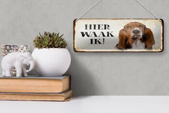 Panneau en étain disant 27x10 cm Dutch Here Waak ik Bassett décoration de chien 3