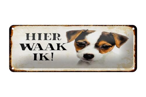 Blechschild Spruch 27x10 cm holländisch Hier Waak ik Jack Russell Terrier Puppy