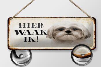 Plaque en tôle avec inscription « Dutch Here Waak ik Shih Tzu » 27 x 10 cm. 2