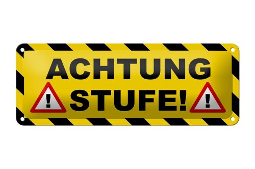 Blechschild Hinweis 27x10 cm Achtung Stufe Ausrufezeichen Dekoration