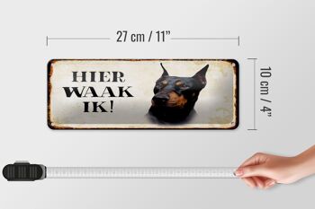 Plaque en tôle avec inscription « Dutch Here Waak ik Dobermann » 27 x 10 cm. 4