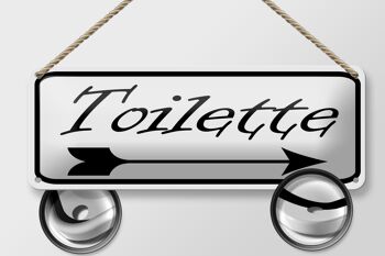 Plaque signalétique en tôle 27x10 cm, flèche de toilette, décoration droite 2