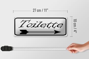 Plaque signalétique en tôle 27x10 cm, flèche de toilette, décoration droite 4