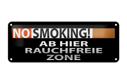 Blechschild Hinweis 27x10 cm No Smoking Rauchfreie Zone Dekoration