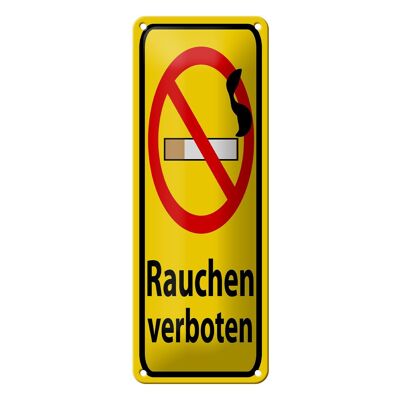 Cartel de chapa aviso 10x27 cm decoración prohibición de fumar