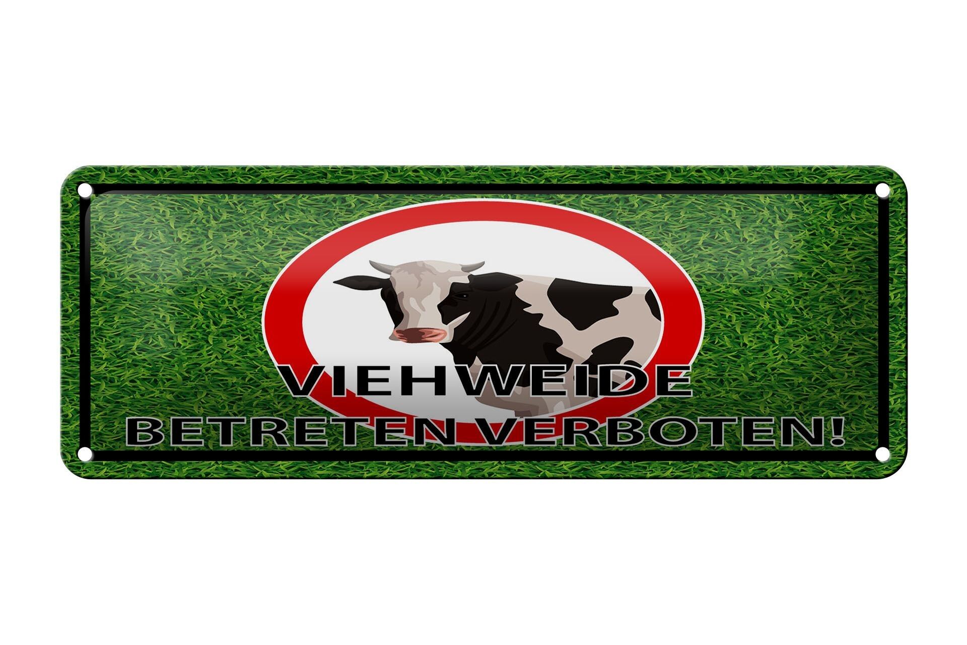 Targa in metallo 27x10 cm avviso divieto ingresso bestiame al pascolo decorazione