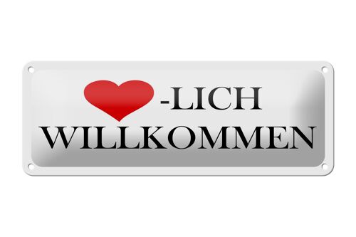 Blechschild Spruch 27x10 cm Herzlich Willkommen Herz Dekoration