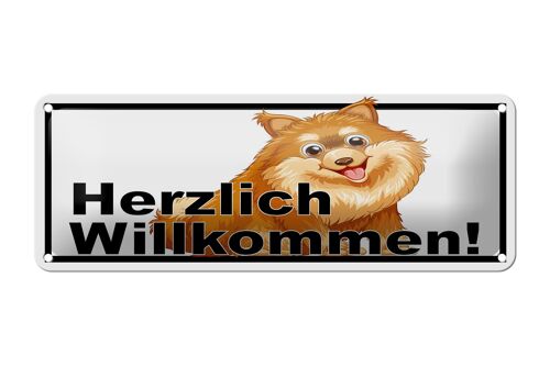 Blechschild Spruch 27x10 cm Herzlich Willkommen Hunde Dekoration