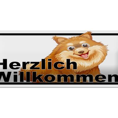 Cartel de chapa con texto "Bienvenidos perros" 27x10 cm
