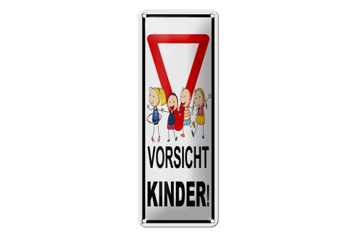 Blechschild Hinweis 10x27 cm Vorsicht Kinder Dekoration