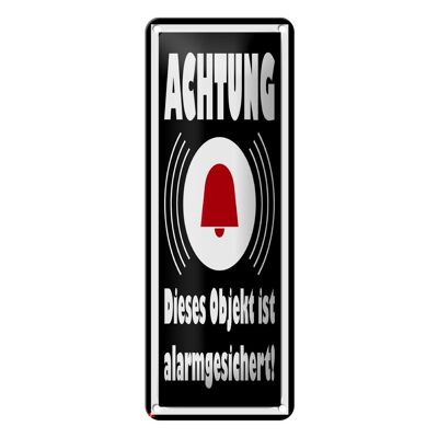 Plaque en tôle note 10x27 cm avertissement objet alarme décoration sécurisée
