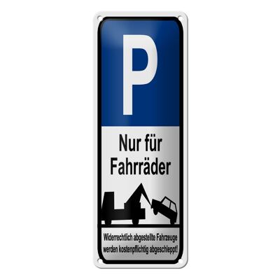 Blechschild Parken 10x27 cm Parkplatzschild nur Fahrräder Dekoration