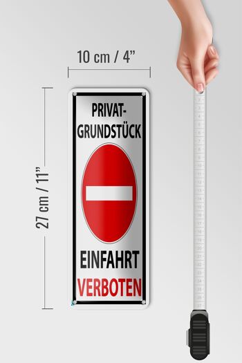 Panneau en tôle interdit de stationnement 10x27 cm, décoration d'entrée privée interdite 4