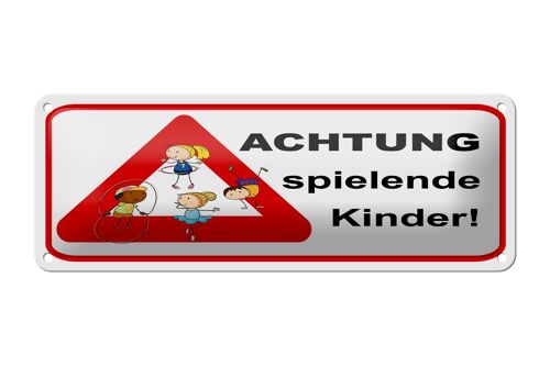 Blechschild Hinweis 27x10 cm Achtung spielende Kinder Dekoration