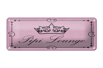 Plaque signalétique en tôle 27x10 cm Pipi Lounge couronne de toilette décoration rose 1