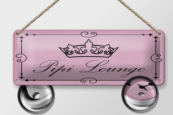 Plaque signalétique en tôle 27x10 cm Pipi Lounge couronne de toilette décoration rose 2