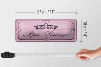 Plaque signalétique en tôle 27x10 cm Pipi Lounge couronne de toilette décoration rose 4