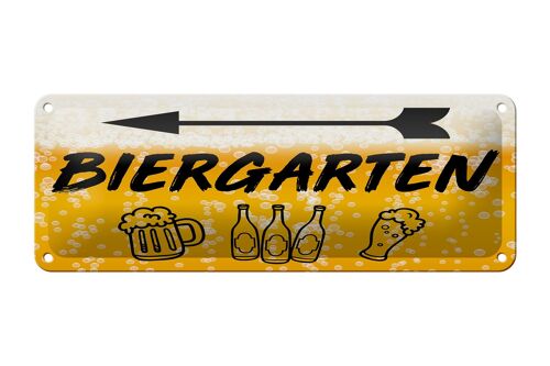 Blechschild 27x10 cm Biergarten links Bier Dekoration