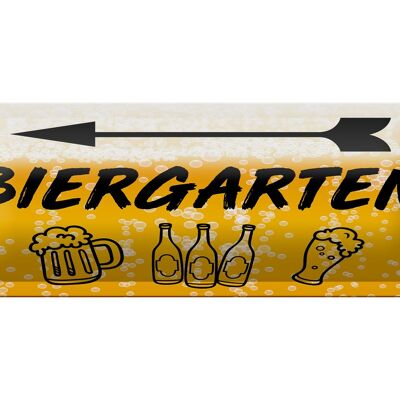 Blechschild 27x10 cm Biergarten links Bier Dekoration