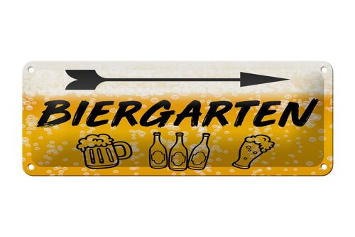 Blechschild 27x10 cm Biergarten rechts Bier Dekoration