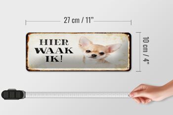 Plaque en tôle disant 27x10 cm Dutch Here Waak ik Chihuahua décoration lisse 4