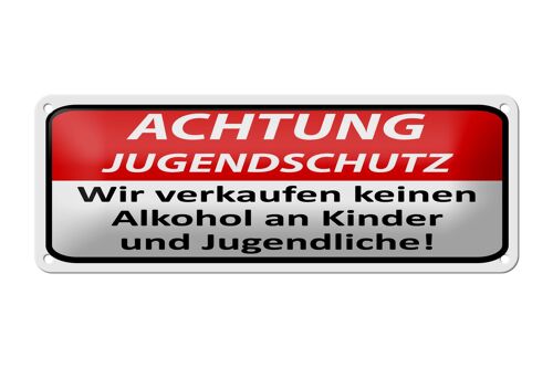 Blechschild Hinweis 27x10 cm Achtung Jugendschutz Dekoration