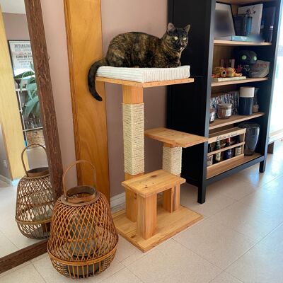 Wooden cat tree, cat platforms, cat bed, cat scratcher, cat scratching post
