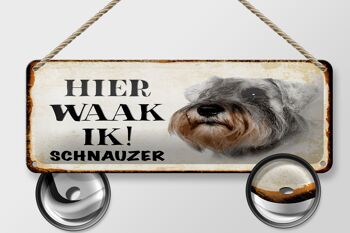 Plaque en tôle avec inscription « Dutch Here Waak ik Schnauzer » 27 x 10 cm. 2