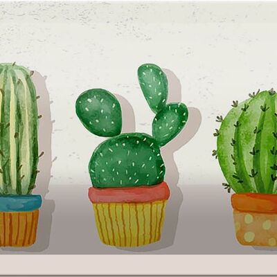 Tin sign saying 5 cacti flowerpot cactus 27x10cm decoration