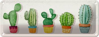 Plaque en tôle disant 5 cactus pot de fleur cactus 27x10cm décoration 1